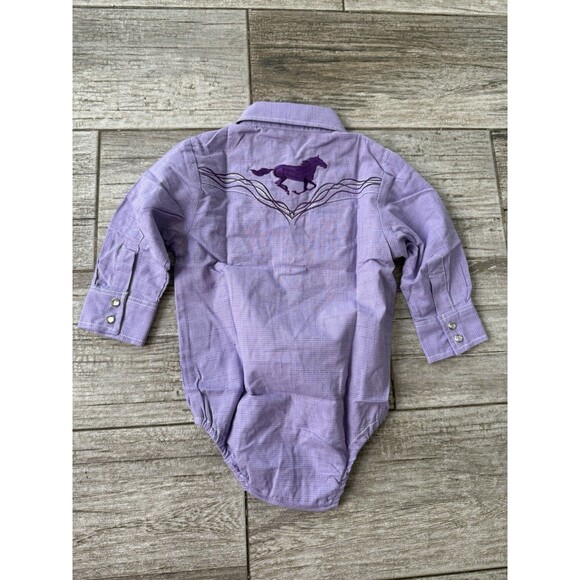 Rare Infant size Cowgirl Hardware Purple Horse PRINT WESTERN ROMPER 12 Months - Picture 5 of 6